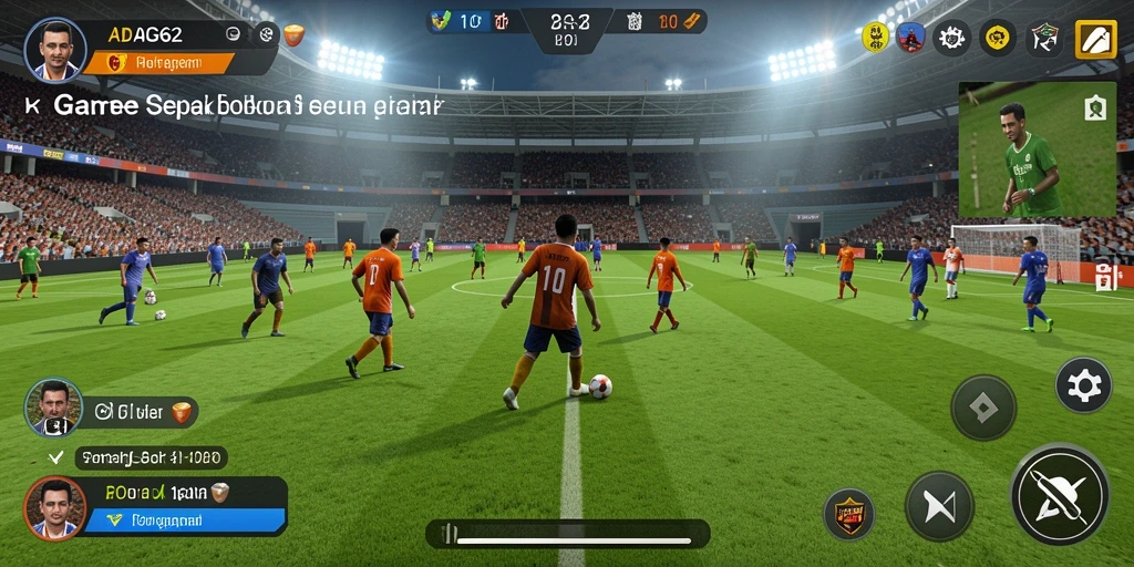 Screenshot gameplay ADG62 menampilkan aksi seru dalam pertandingan sepak bola.