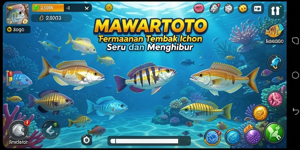 Tampilan gameplay <strong>MAWARTOTO</strong> dengan aksi menembak ikan yang seru.
