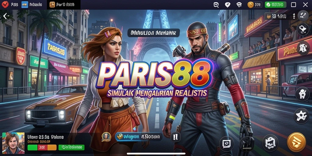 Tampilan menarik dari gameplay PARIS88 yang menyimulasikan kehidupan di Paris.